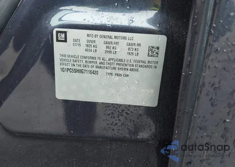 2016 Chevrolet Cruze Limited Ls из США, поврежденный, VIN 1G1PC5SH8G7116420